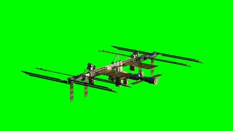 4K 2 greenspace station rotating at the space, render 3d on a green background Stock Footage 113749159