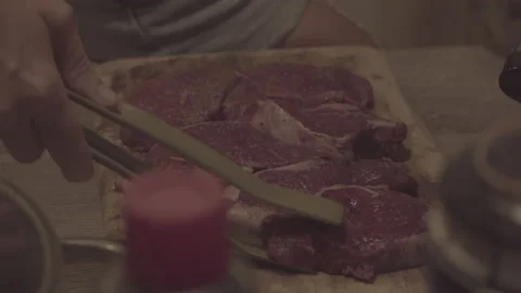4k-24p.Cooking meat steak Stock Footage 135098044