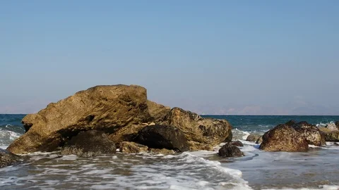 4K 25fps Sea Waves Hitting Rocks Stock Footage 97166318