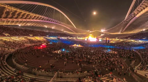 4K 25p timelapse of crowd gathering at stadium for live music concert Stock Footage 50034214