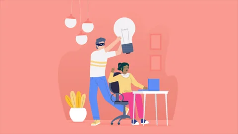 4K 2D Character Animation of Intellectual Property Theft, Creative Idea Stealing Stock Footage 310054004