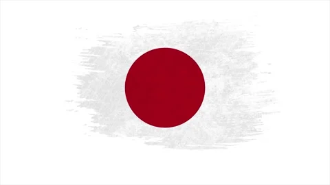 4K - 3 Different Paint Brush Style Transition Animation with Japan Country Flag Stock Footage 150764406