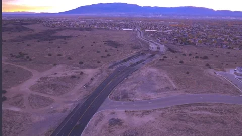 4k 30fps aerial drone hyperlapse of Albuquerque autumn sunrise traffic Stock Footage 220622270