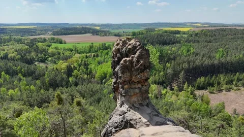 4K 30fps  Aerial push-in towards Capska palice sandstone rock, 4K 30fps Stock Footage 330072693