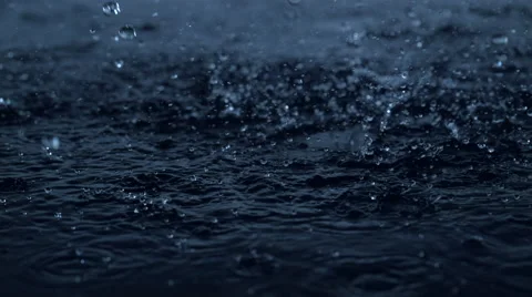 4K 30fps, Heavy rain in puddle, Slow Motion Stock Footage