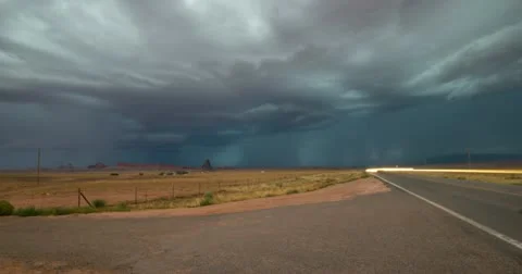 4K 30p Powerful Monsoon Lightning storm over Kayenta Arizona Stock Footage