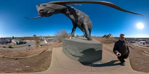 4K 360 VR 360VR of The 360 view of the Tarvas statue in Estonia virtual reality Stock Footage 91721963