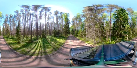 4K 360 VR 360VR of Running on the trail on the forest in Estonia virtual Stock Footage 91352726