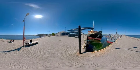 4K 360 VR 360VR of The seaplane harbor of Tallin in Estonia on a sunny day Stock Footage 91744112