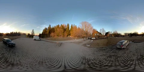 4K 360 VR 360VR of Some of the cars parked outside the cafe in Haanja Estonia Stock Footage 91722235