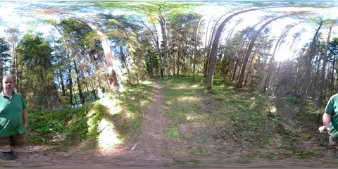4K 360 VR 360VR of Walking on the trail in the forest in Estonia virtual Stock Footage 91356550