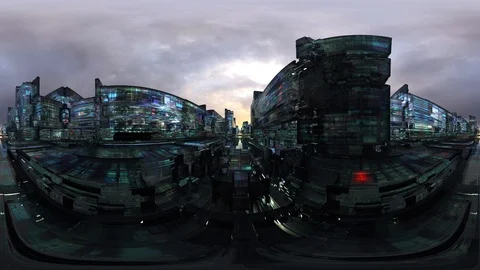 4K 360 Vr Future City Stock Footage 90525103