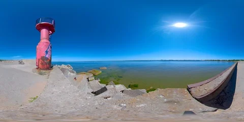 4K 360 VR immersive video of Sunny sky on the Kopli harbor in Tallin Estonia Stock Footage 90936056