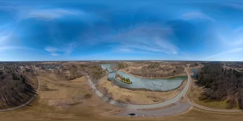 4K 360 VR immersive video of 360 aerial view of the long road in Karski-Nuia Stock Footage 90953724