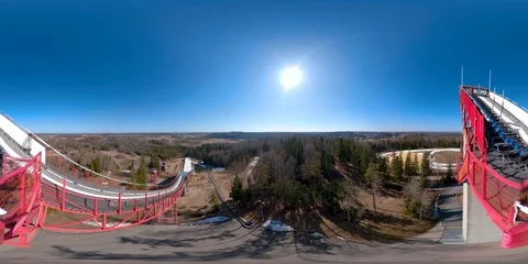 4K 360 VR immersive video of From the top of the long ski slide in Tehvan Stock Footage 90988494