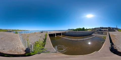 4K 360 VR immersive virtual reality panorama video of The harbor port in Stock Footage 90886865