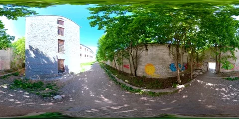 4K 360 VR immersive virtual reality panorama video of The tall wall of th Stock Footage 90900791