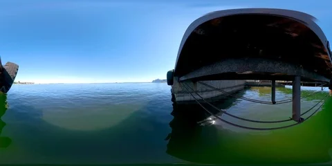 4K 360 VR immersive virtual reality panorama video of The green waters on Stock Footage
