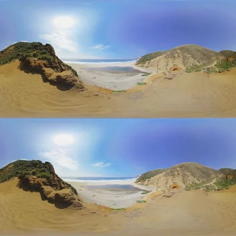 4K 360 VR - Point Reyes California Beach Mountains - Stereoscopic 3D Video stock 138470314