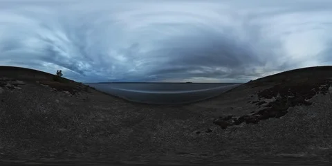 4k 360 vr video. Cloudy sunset on the big water. Kiev Sea Stock Footage 90091223