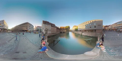 4K 360 VR video Germany Nuremberg historical part architecture Stock Footage 113060672