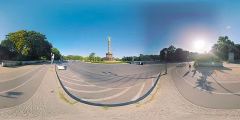 4K 360 VR video Germany Berlin Victory Column in Tiergarten park Stock Footage 113077528