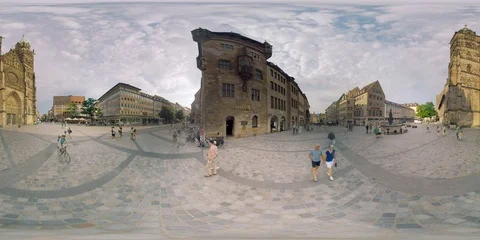 4K 360 VR video Germany Nuremberg historical architecture St Lorenz Square Video stock 113079935