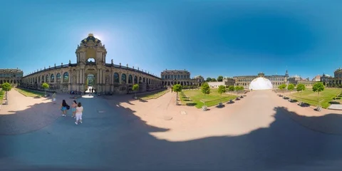 4K 360 VR video Germany beautiful Dresden architecture Zwinger Palace Stock Footage 113079960