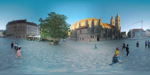 4K 360 VR video Germany Nuremberg historical architecture St Sebald church Видео 113081085