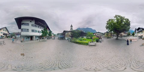 4K 360 VR video Germany Garmisch-Partenkirchen mountain town at summer Stock Footage 113081172