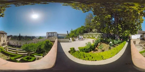 4K 360 VR video Granada Spain Alhambra fortress and Generalife gardens views Stock Footage 105428019