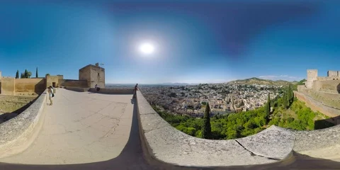 4K 360 VR video Granada Spain Alhambra fortress and Generalife gardens views 스톡 동영상 105428028