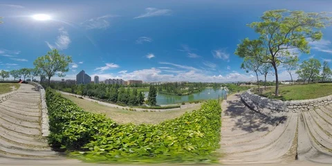 4K 360 VR video, Parc de Capcalera view Valencia Spain Video stock 105856472