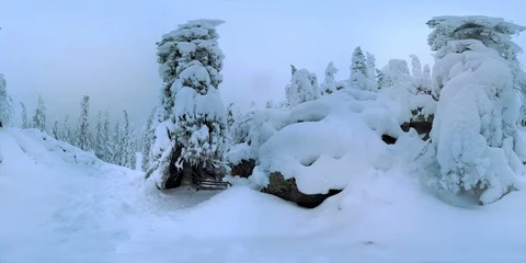 4K 360 VR video, winter nature nordic  landscape Koli  Finland. 스톡 동영상 105426440