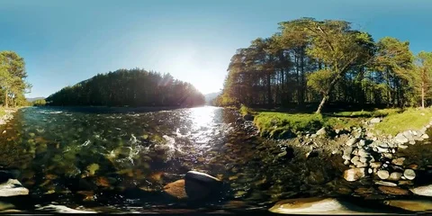 4K 360 VR Virtual of a river flo... | Stock | Pond5