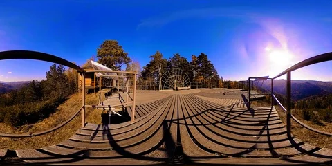 4K 360 VR virtual Reality of a beautiful mountain scene at the autumn time. Wild Stock Footage 86012683