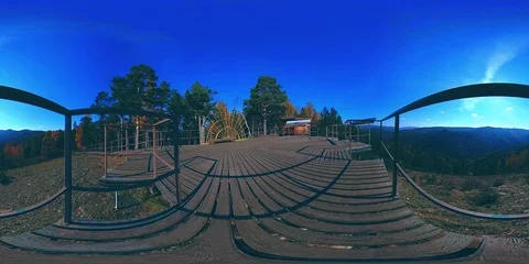 4K 360 VR virtual Reality of a beautiful mountain scene at the autumn time. Wild Stock Footage 86013006