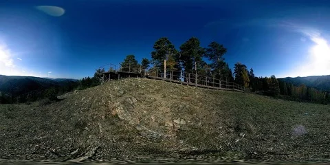 4K 360 VR virtual Reality of a beautiful mountain scene at the autumn time. Wild Stock Footage 86013459