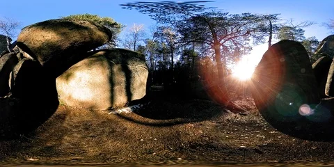 4K 360 VR virtual Reality of a beautiful mountain scene at the autumn time. Wild Stock Footage 86015666