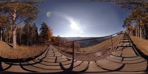 4K 360 VR virtual Reality of a beautiful mountain scene at the autumn time. Wild Stock Footage 86624300