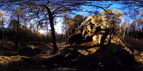 4K 360 VR virtual Reality of a beautiful mountain scene at the autumn time. Wild Stock Footage 87637656