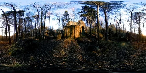 4K 360 VR virtual Reality of a beautiful mountain scene at the autumn time. Wild Stock Footage 87637662