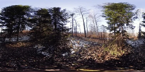4K 360 VR virtual Reality of a beautiful mountain scene at the autumn time. Wild Stock Footage 94243478