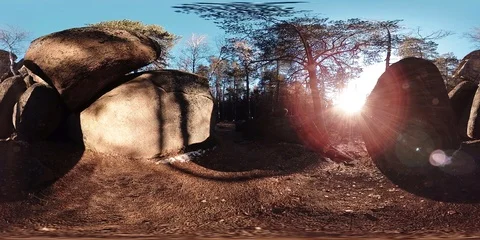 4K 360 VR virtual Reality of a beautiful mountain scene at the autumn time. Wild Stock Footage 94244687