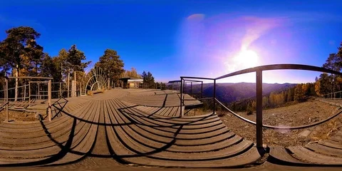 4K 360 VR virtual Reality of a beautiful mountain scene at the autumn time. Wild Stock Footage 101784880