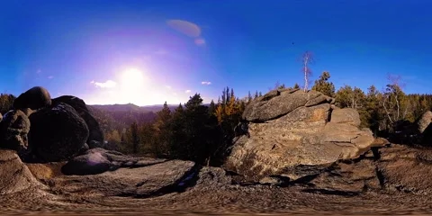 4K 360 VR virtual Reality of a beautiful mountain scene at the autumn time. Wild Stock Footage 155118307