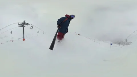 4k 360VR Deep powder in La Plagne France Stock Footage 109376348