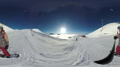 4K 360VR Riding into the sea of clouds, La Plagne, France Stock Footage 109455607
