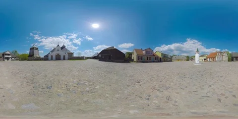 4K 360VR typical baltic 19-th century town square ethnographic park Stock Footage 106185410