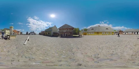 4K 360VR typical baltic 19-th century town square ethnographic park 스톡 동영상 106185440